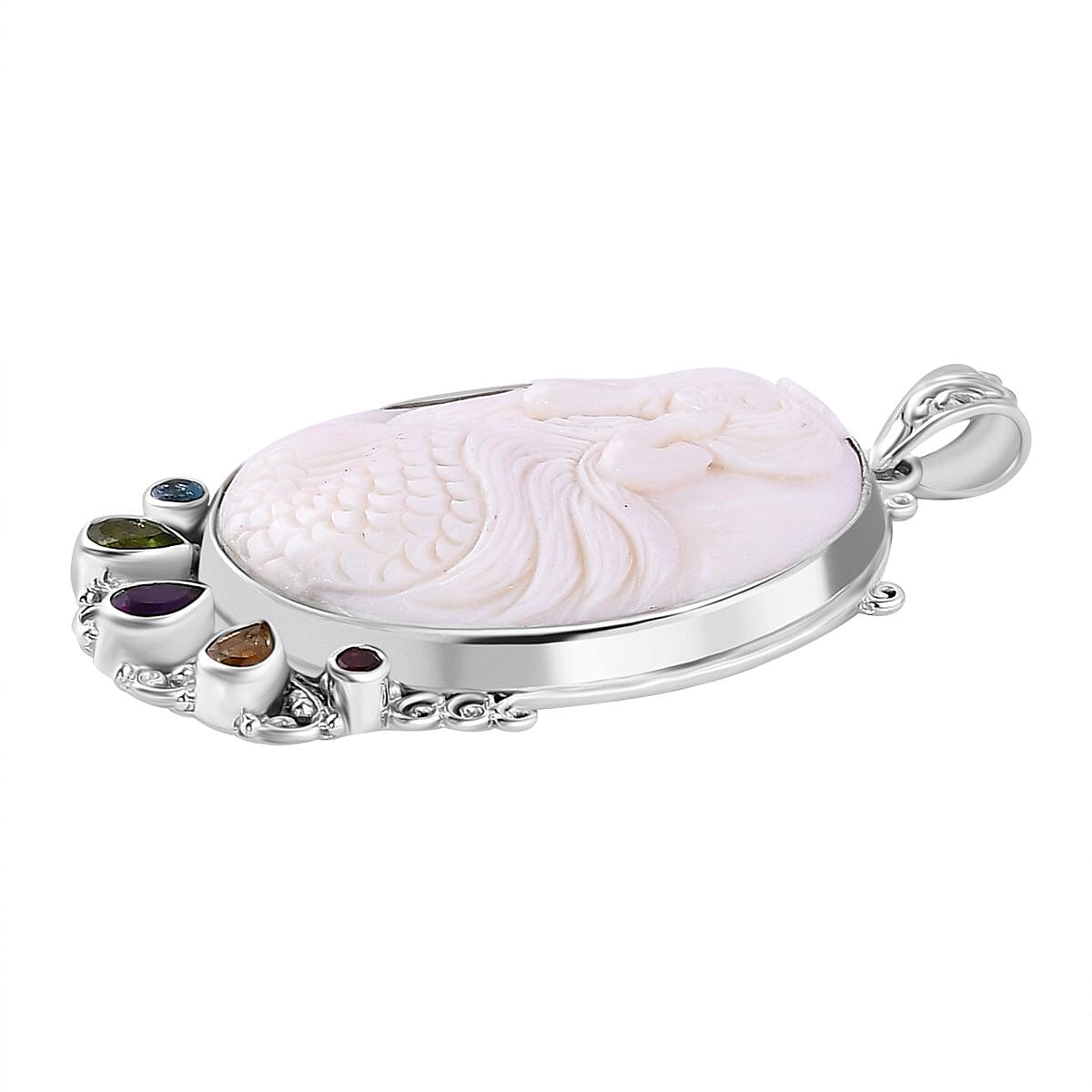 The Royal Bali Princess Collection - Carved Ox Bone, Multi Gemstones Pendant Sterling Silver 7748499 4