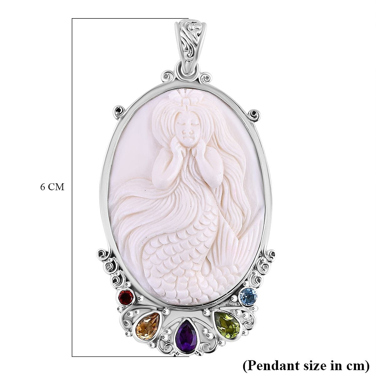 The Royal Bali Princess Collection - Carved Ox Bone, Multi Gemstones Pendant Sterling Silver 7748499 6