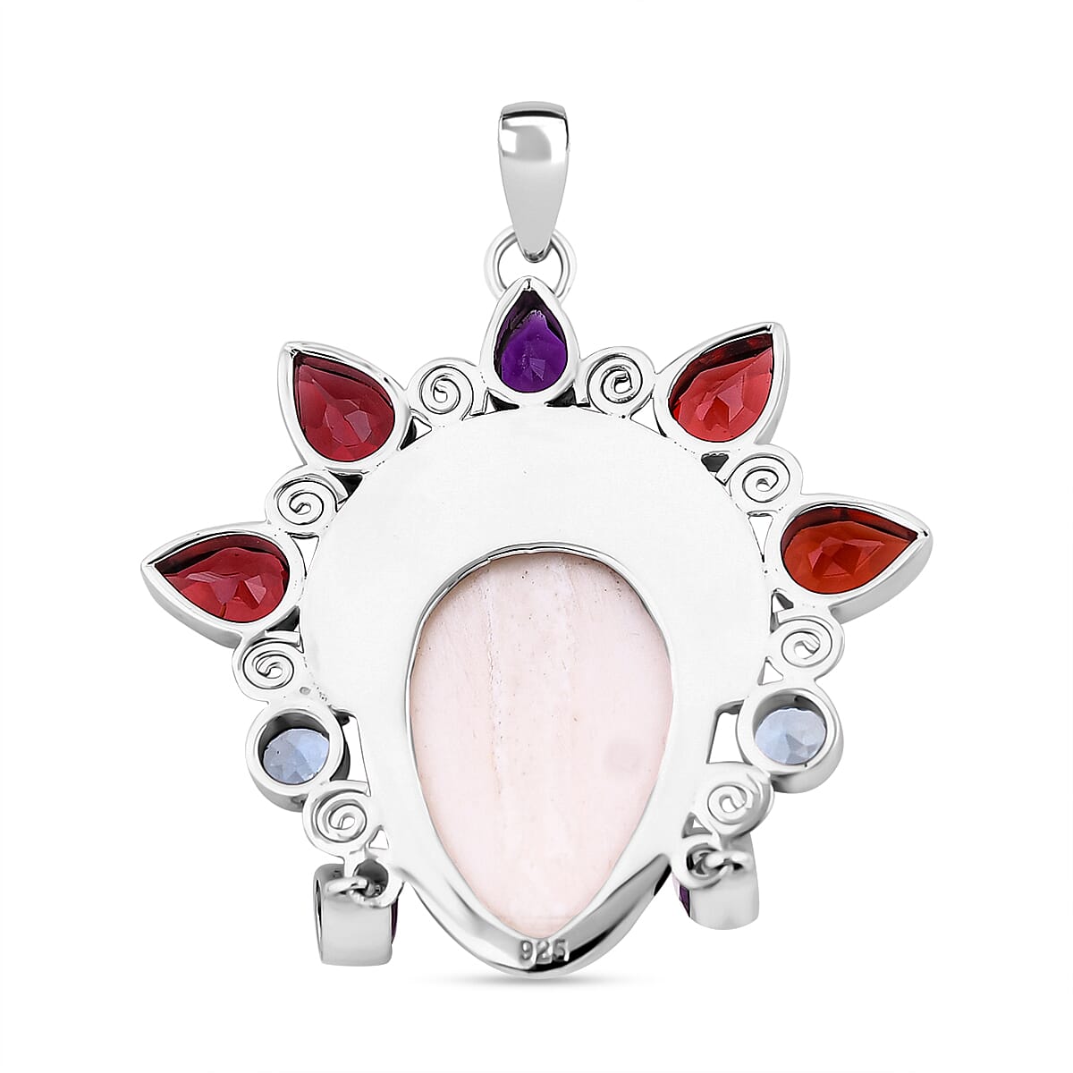 Royal Bali Princess Collection - Ox Bone and Multi Gemstone Pendant in Sterling Silver 7750293 5