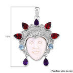 Royal Bali Princess Collection  Ox Bone & Multi Gemstone  Pendant in Sterling Silver