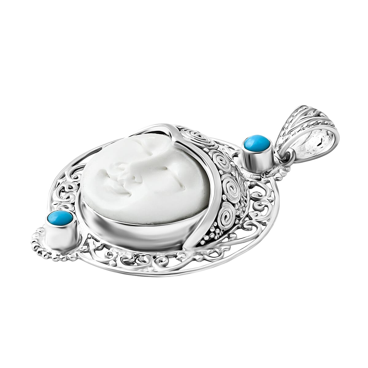 Royal Bali Collection Ox Bone, Sleeping Beauty Turquoise Pendant in Sterling Silver 11.03 Ct. 8216649 3
