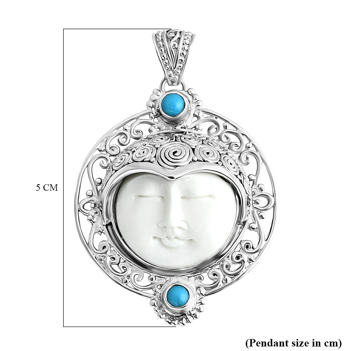 Royal Bali Collection Ox Bone, Sleeping Beauty Turquoise Pendant in Sterling Silver 11.03 Ct. 8216649 5
