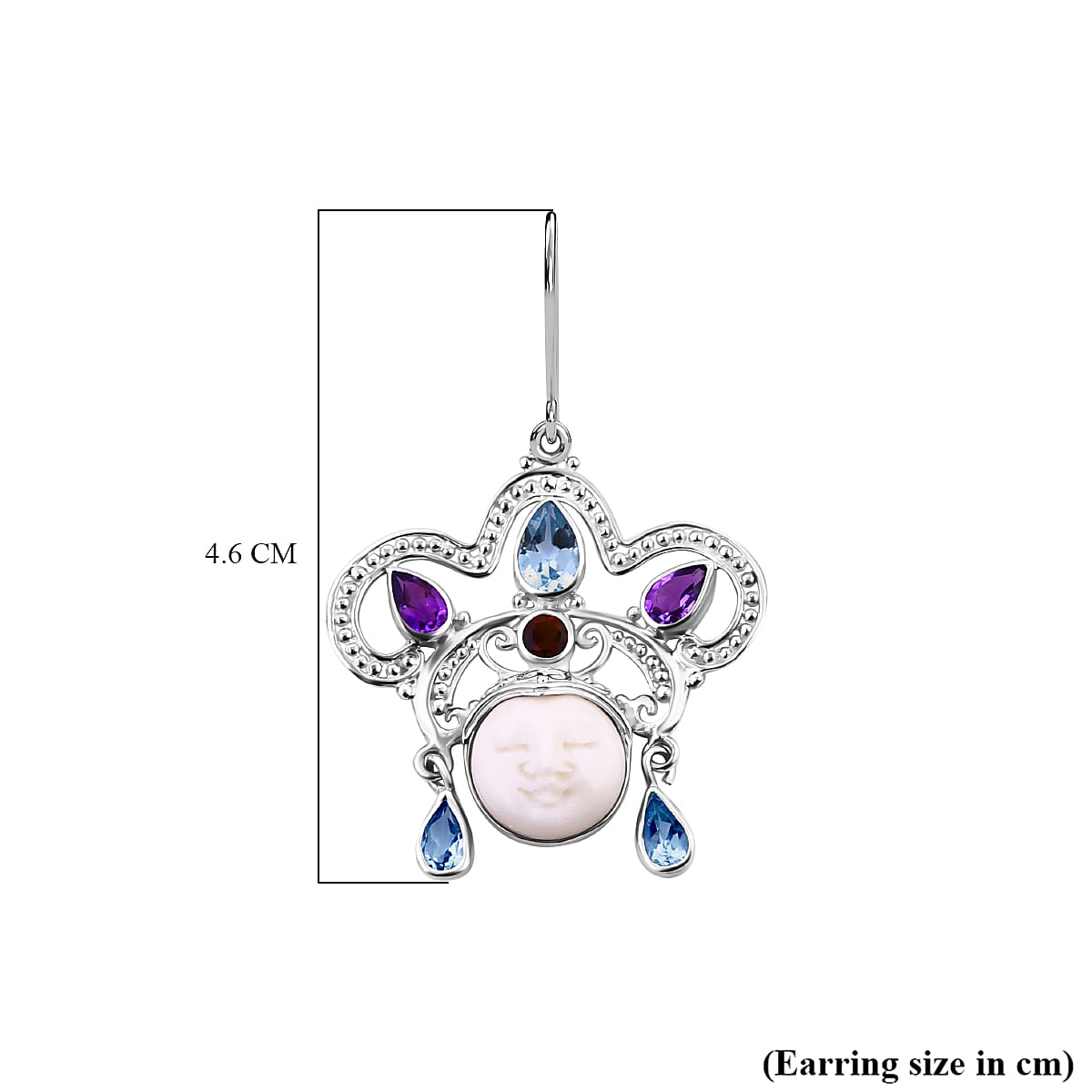 Royal Bali Princess Collection - Ox Bone and Multi Gemstone Earrings in Sterling Silver 7750294 4