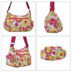 Oxford Floral Pattern Crossbody Bag with Shoulder Strap (Size 26x20x10 cm) - Red and Multi