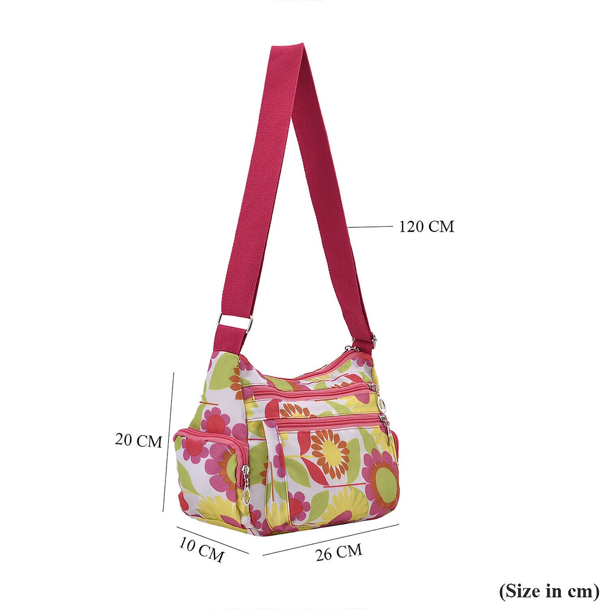 Oxford Floral Pattern Crossbody Bag with Shoulder Strap - Red and Multi 7273018 6