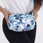 Star Crossbody Bag with 4 Exterior Zipped Pockets (Size 24x13x15 cm) - Green & Black