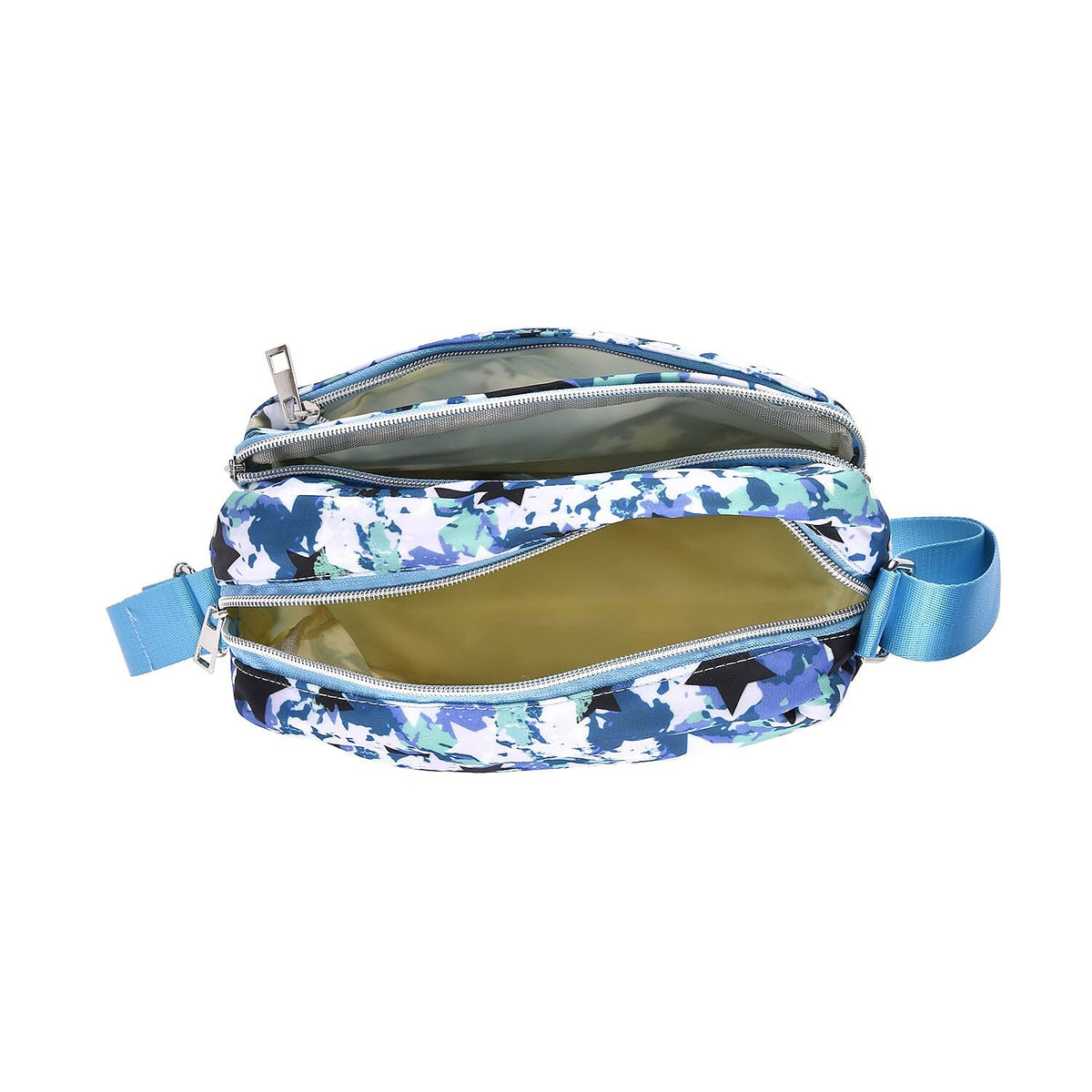 Star Crossbody Bag with 4 Exterior Zipped Pockets (Size 24x13x15 cm) - Green &amp; Black 7519034 4