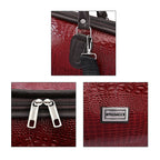 PASSAGE Crocodile Pattern Travel Bag with Handle Drop and Shoulder Strap - Burgundy