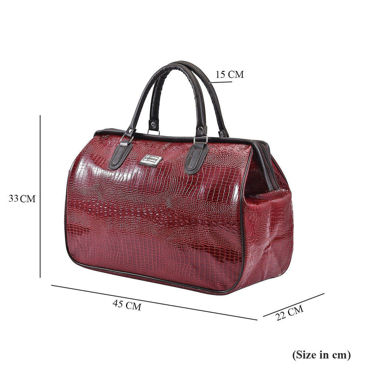 PASSAGE Crocodile Pattern Travel Bag with Handle Drop and Shoulder Strap - Burgundy 7820684 6