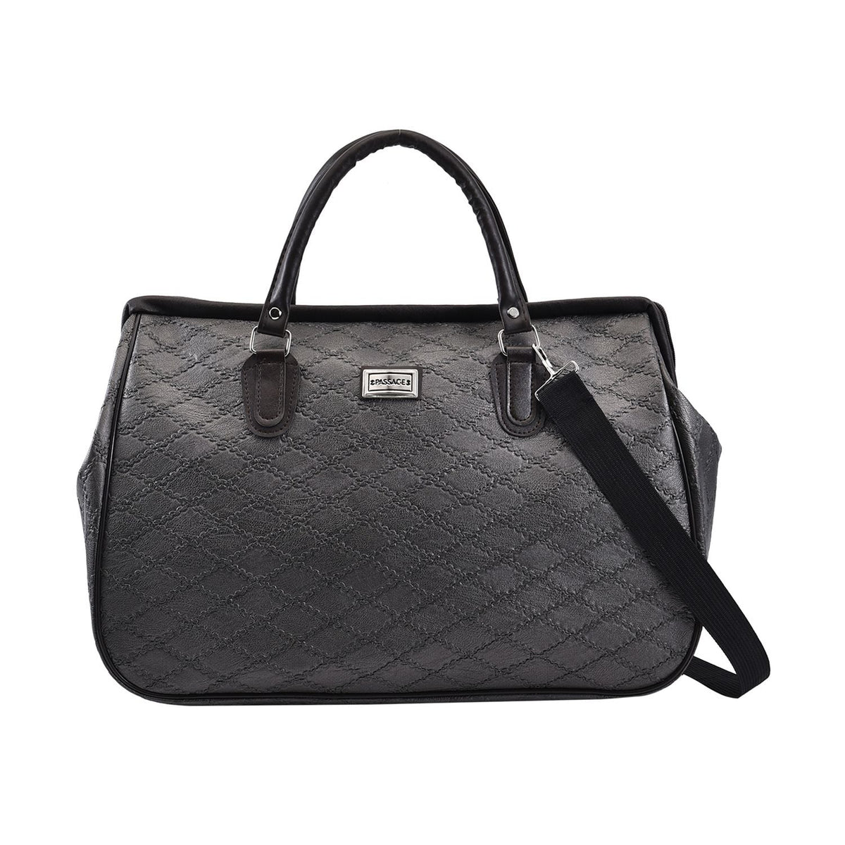 PASSAGE Diamond Pattern Travel Bag with Shoulder Strap - Grey 7433819 0