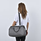 PASSAGE Diamond Pattern Travel Bag with Handle Drop - Shoulder Strap - Grey