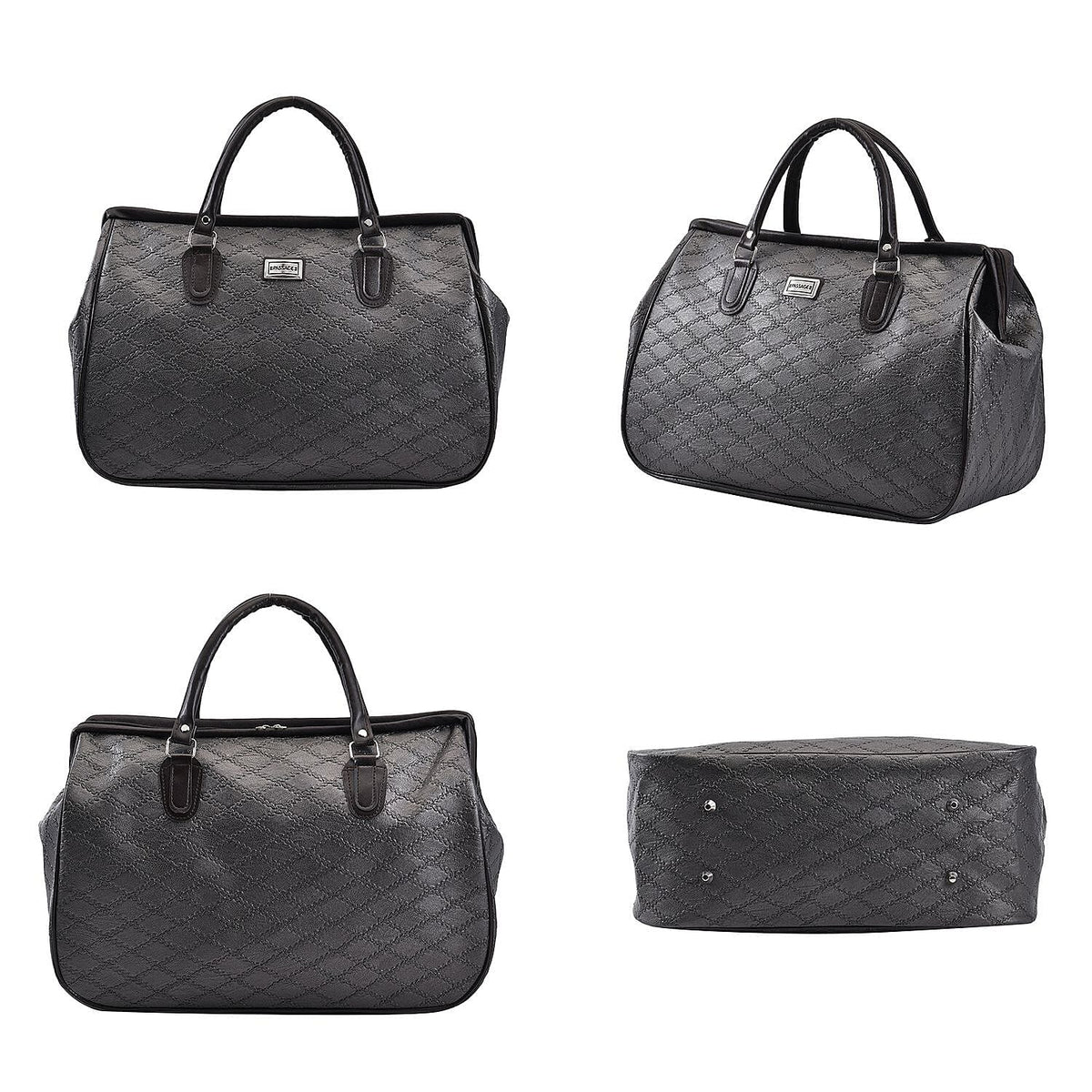 PASSAGE Diamond Pattern Travel Bag with Shoulder Strap - Grey 7433819 4