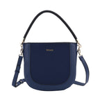 PASSAGE Saddle-Hobo Bag with Detachable Long Strap (Size 26x24x8 Cm) - Navy