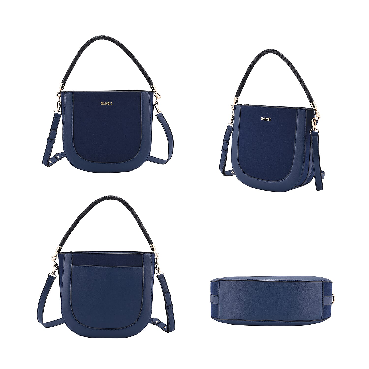 PASSAGE Hobo Bag with Detachable Long Strap - Navy 7141785 4