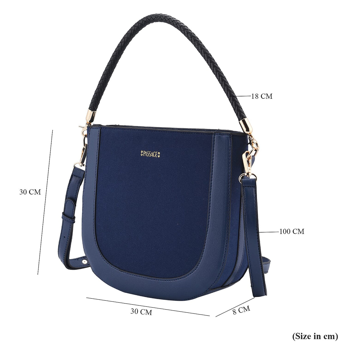 PASSAGE Hobo Bag with Detachable Long Strap - Navy 7141785 7