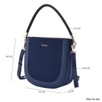 PASSAGE Saddle-Hobo Bag with Detachable Long Strap (Size 26x24x8 Cm) - Navy