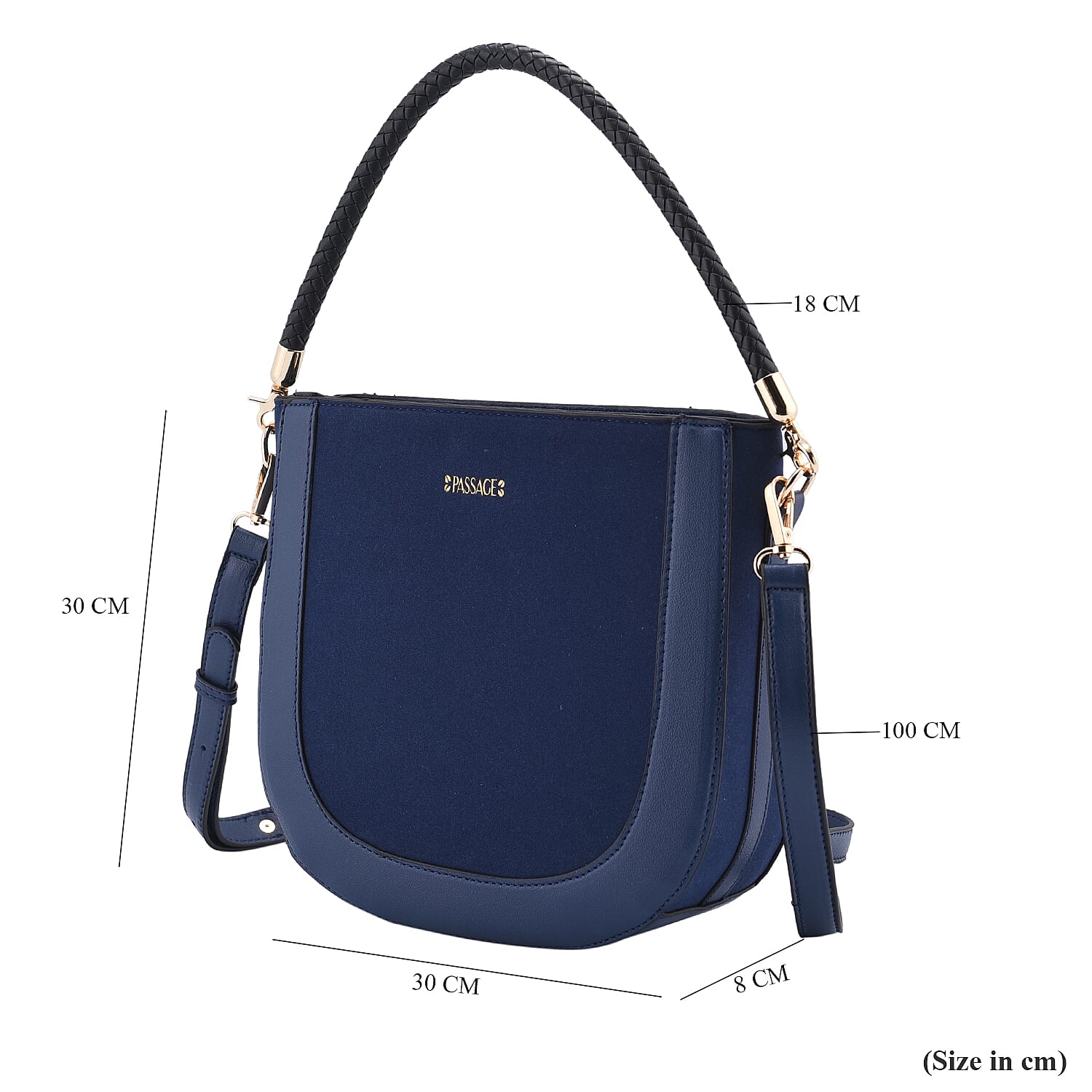 PASSAGE Hobo Bag with Detachable Long Strap - Navy 7141785 7
