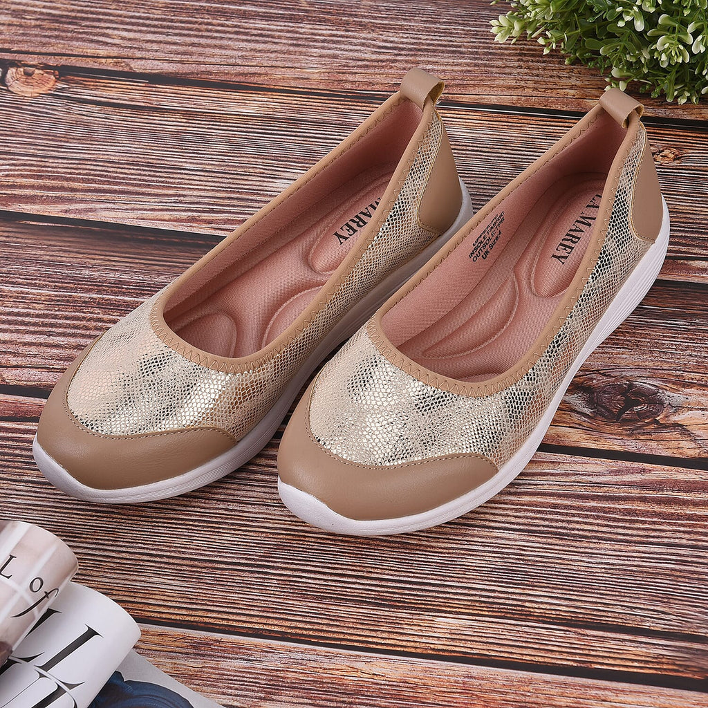 LA MAREY Snake Pattern Ladies Shoes (Size 3) - Golden