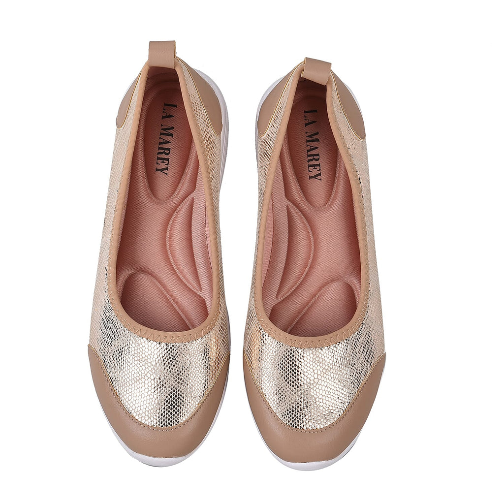 LA MAREY Snake Pattern Ladies Shoes (Size 3) - Golden