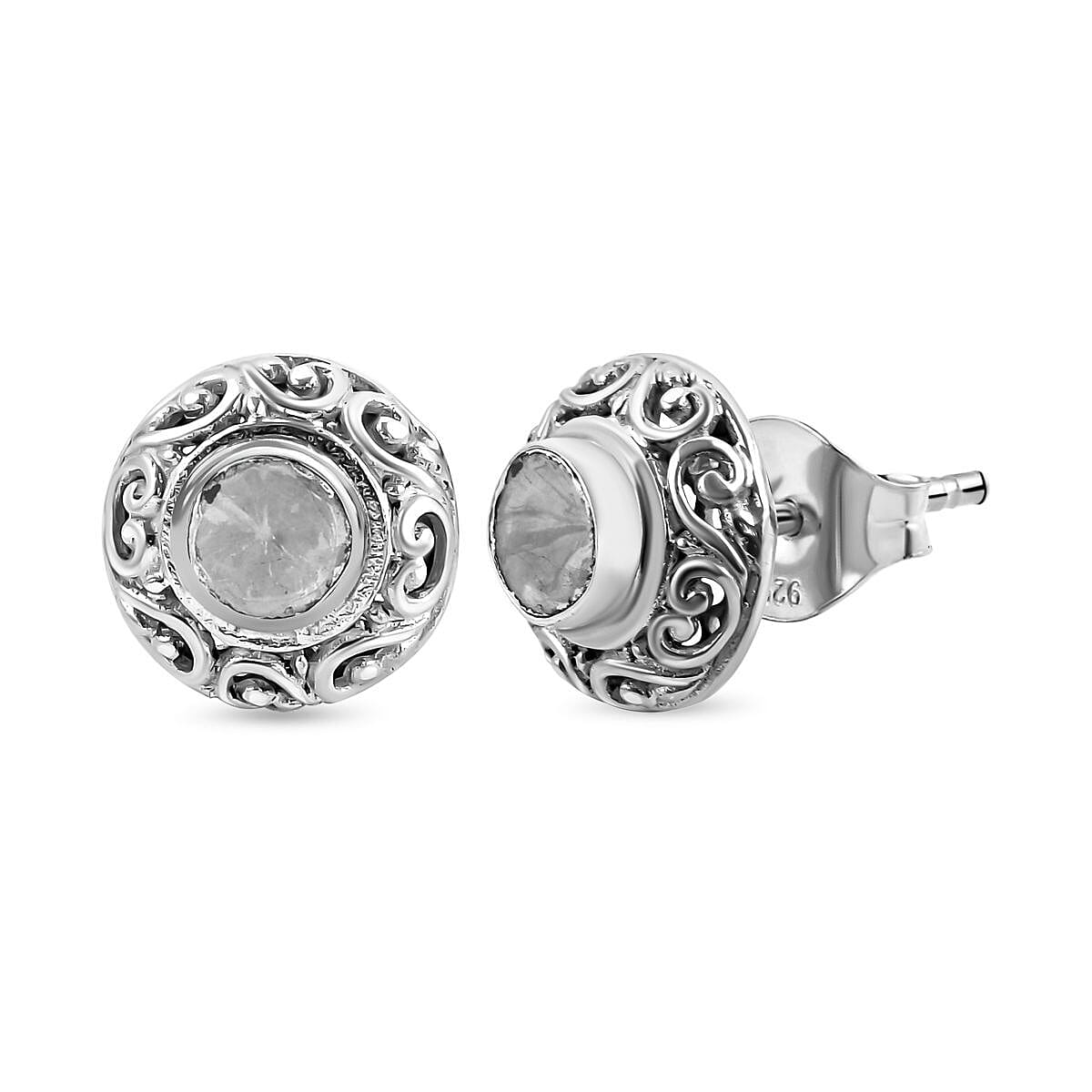 Royal Bali Collection- POLKI Diamond Stud Earrings in Sterling Silver 1.00 Ct. 6510529 0