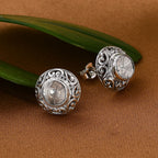 Royal Bali Collection- POLKI Diamond Stud Earrings in Sterling Silver 1.00 Ct.