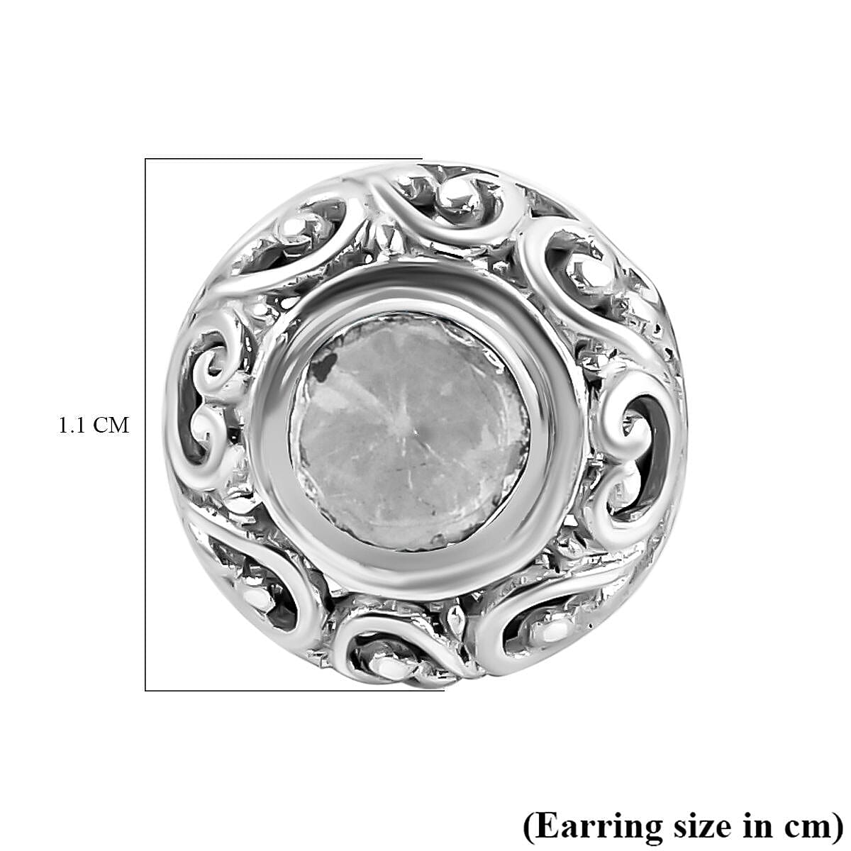 Royal Bali Collection- POLKI Diamond Stud Earrings in Sterling Silver 1.00 Ct. 6510529 6