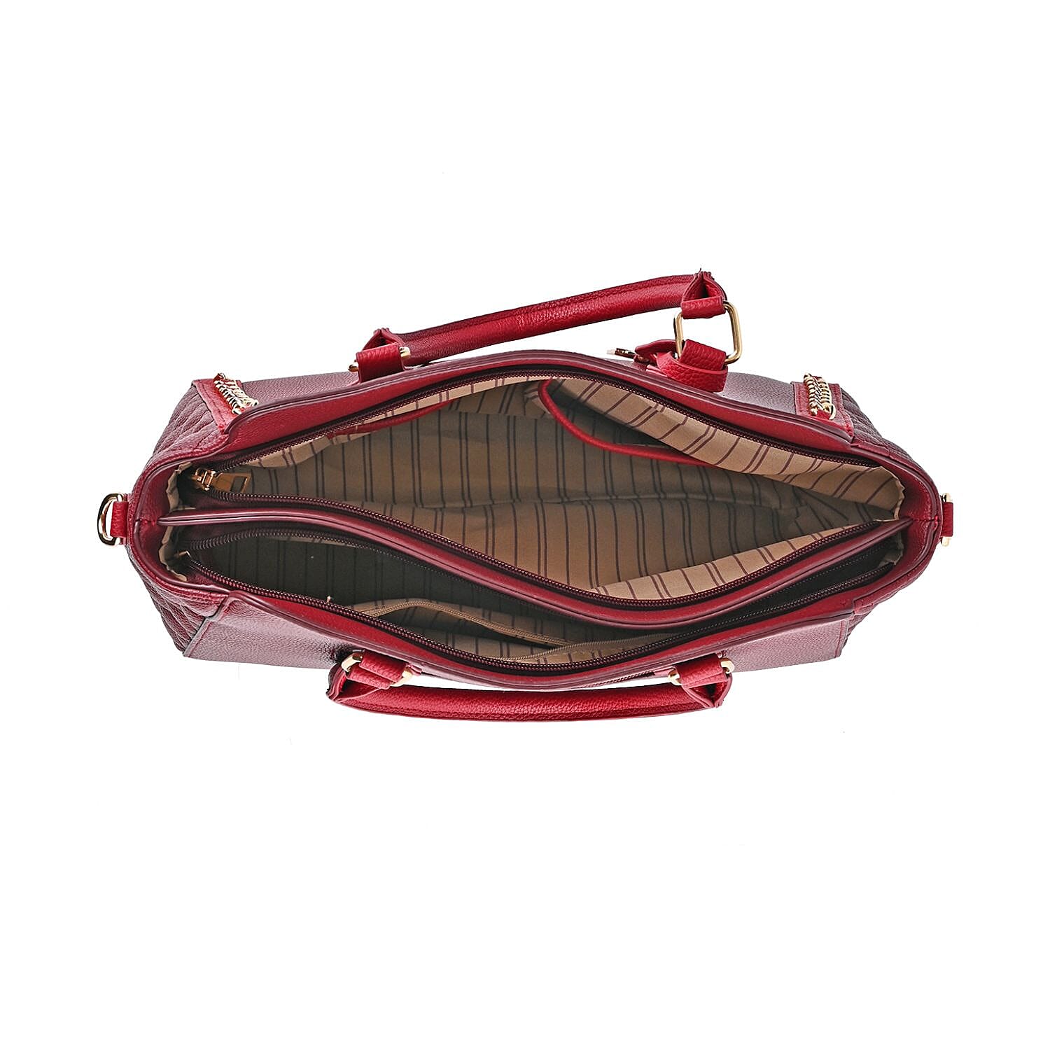 Quilted Checker Pattern Leatherette Crossbody Bag With Metal Chain Decoration - Burgundy &amp; Red 7664454 5