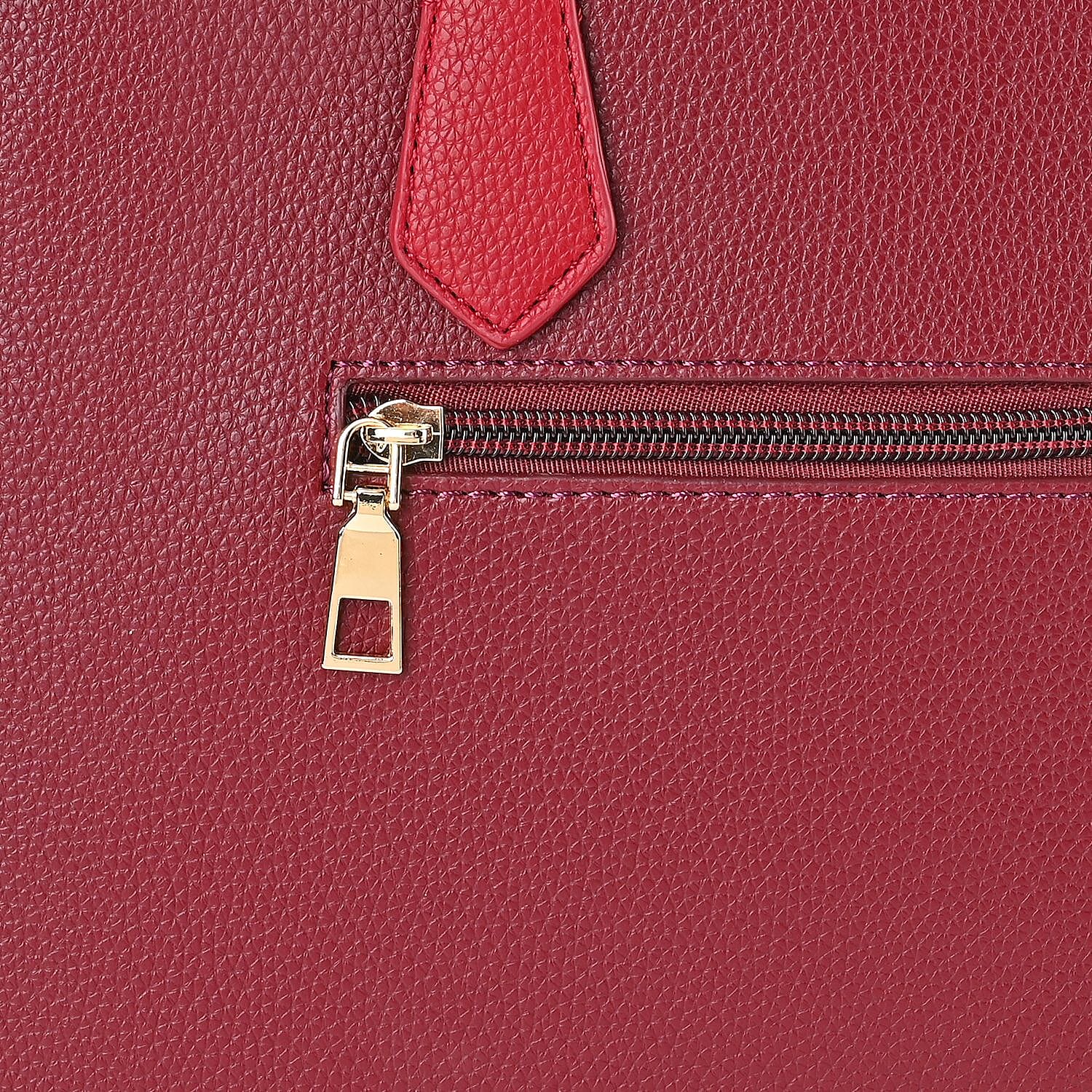 Quilted Checker Pattern Leatherette Crossbody Bag With Metal Chain Decoration - Burgundy &amp; Red 7664454 6