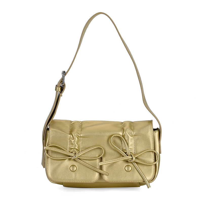 Stylish Bowknot Design Crossbody Bag (Size 27x8x12 cm) - Gold