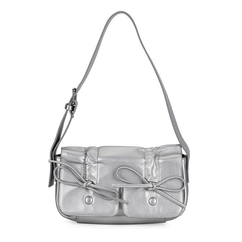 Stylish Bowknot Design Crossbody Bag (Size 27x8x12 cm) - Silver