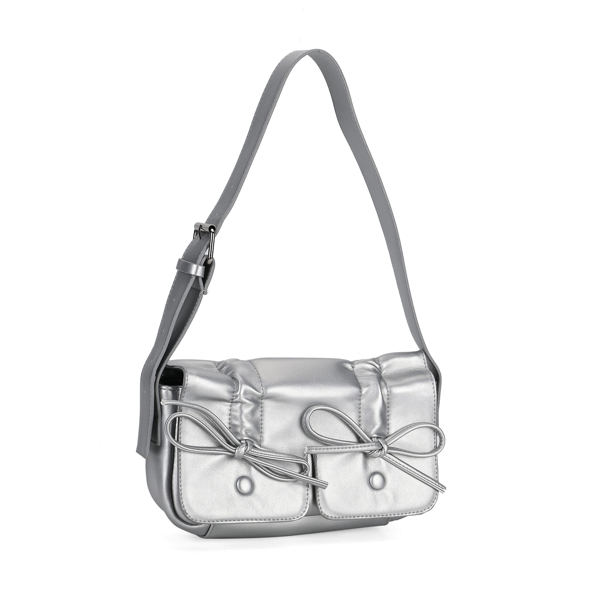 Stylish Bowknot Design Crossbody Bag (Size 27x8x12 cm) - Silver 7852990 11