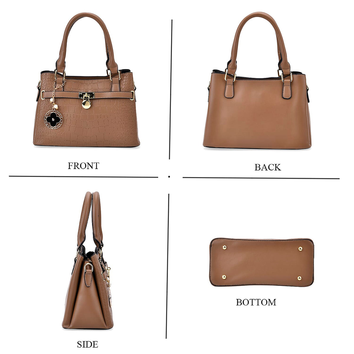 Closeout Deal - Crocodile Embossed Crossbody Bag with Shoulder Strap - Khaki 8025432 3