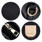 Leatherette Crossbody Bag with Dual Handle Drop & Adjustable Shoulder Strap - Black