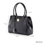 Leatherette Crossbody Bag with Dual Handle Drop & Adjustable Shoulder Strap - Black