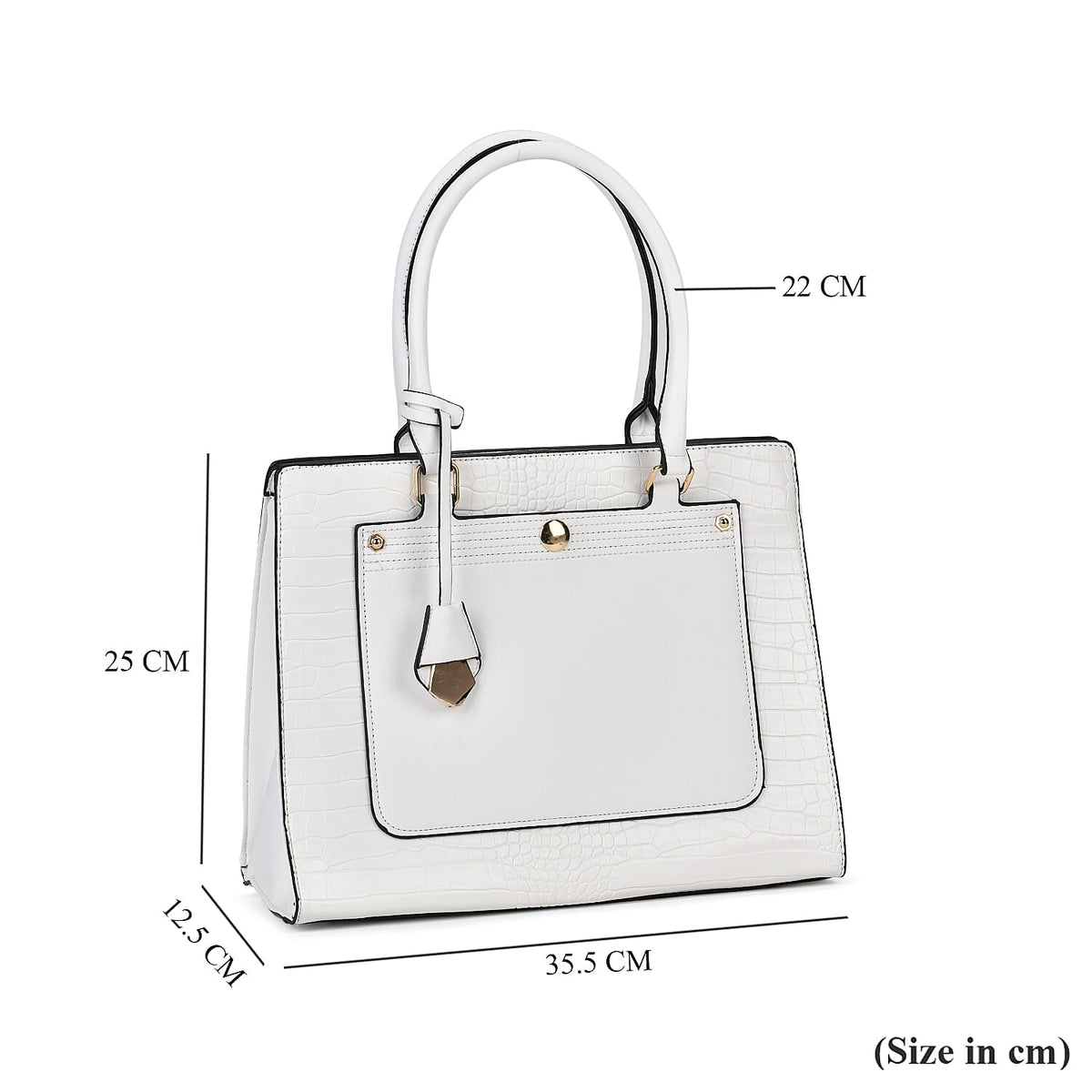 Leather Look Crocodile Crossbody Bag (Size 35x12x25 cm) - White 7681548 5