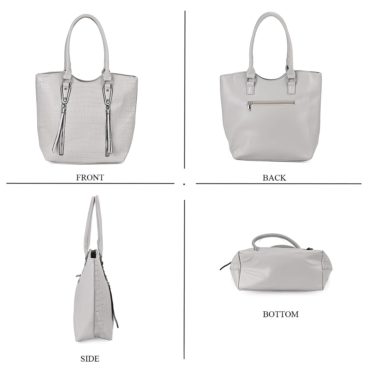 PU Crocodile Tote Bag (Size 31x13x32 cm) - Grey &amp; Black 7673249 3