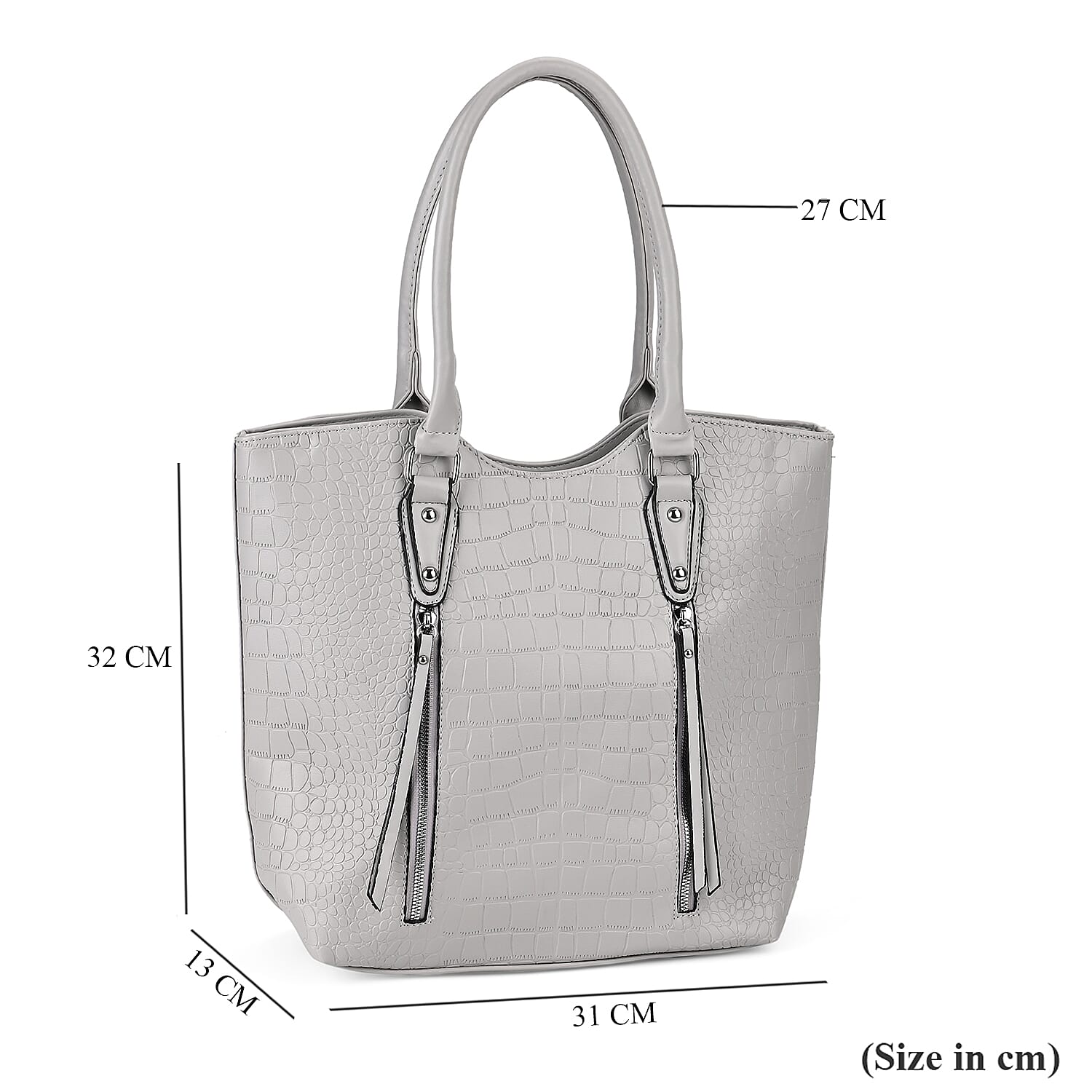 PU Crocodile Tote Bag (Size 31x13x32 cm) - Grey &amp; Black 7673249 6