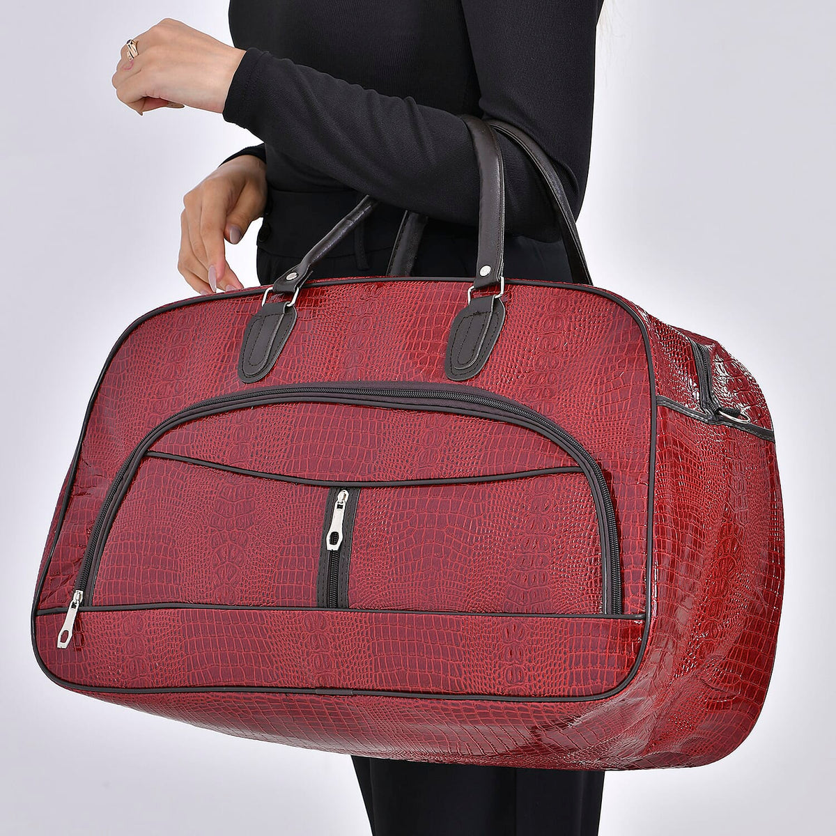 Leatherette Crocodile Pattern Travel Bag 7790296 2