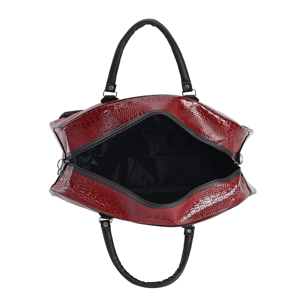 Crocodile Pattern Travel Bag - Red