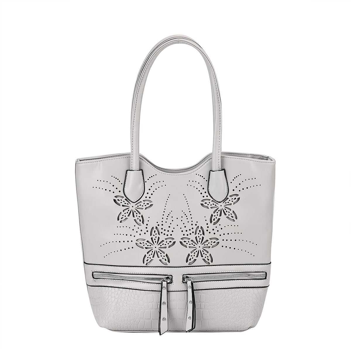 PU Flower Tote Bag (Size 31x13x32 cm) - Grey &amp; Black 7673259 0