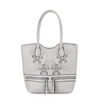 PU Flower Tote Bag (Size 31x13x32 cm) - Grey & Black