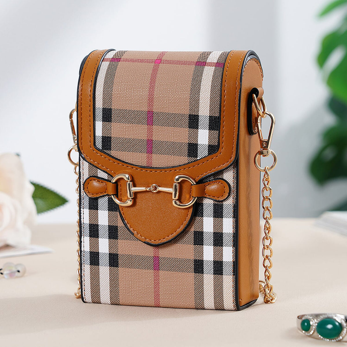 PU Flower Wallet (Size 11x5x17 cm) - Khaki &amp; Khaki V32581576 2