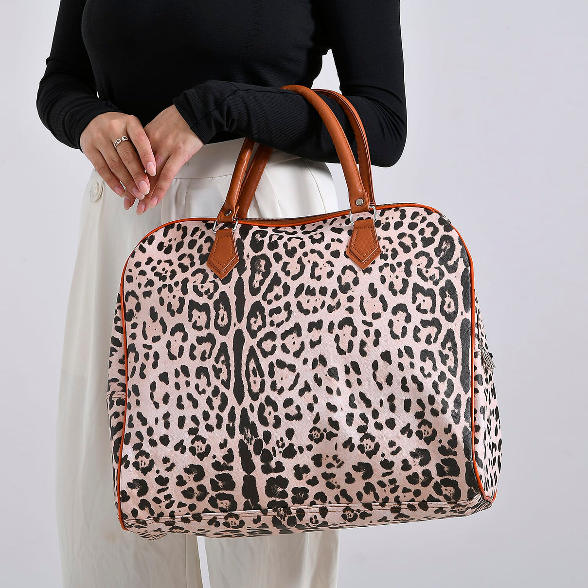 Snake Pattern Tote Bag with Handle Drop &amp; Detachable Shoulder Strap - Peach 8205026 3