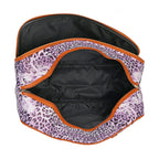 Leatherette Leopard Pattern Travel Bag with Detachable Shoulder Strap Size (55x33x21cm) - Purple - Brown
