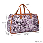 Leatherette Leopard Pattern Travel Bag with Detachable Shoulder Strap Size (55x33x21cm) - Purple - Brown