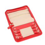 Portable Lichee Pattern Jewellery Organiser (Includes 1 Ring Band, 2 Zip Pockets, 1 Removable Earring Panel & 6 Necklace Clips) (Size 21x15x4cm) - Red