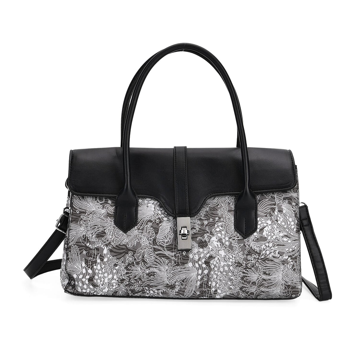 Ocean Pattern Crossbody Bag with Detachable Shoulder Strap - Black 8133013 0