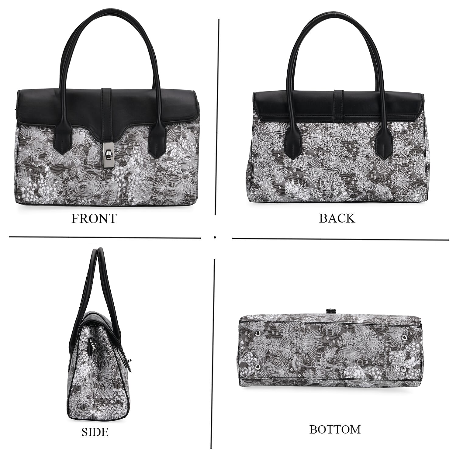Ocean Pattern Crossbody Bag with Detachable Shoulder Strap - Black 8133013 4
