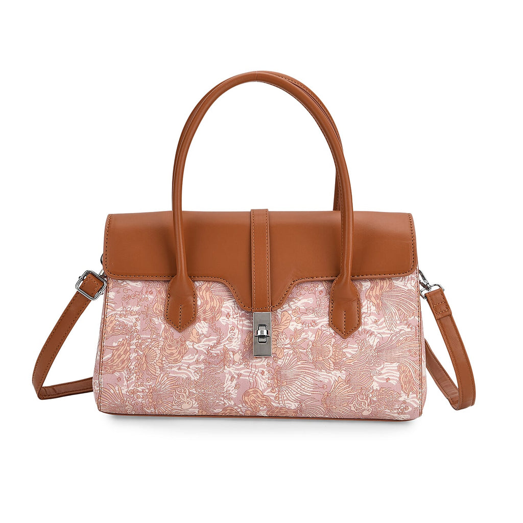 Ocean Pattern Crossbody Bag with Detachable Shoulder Strap - Brown