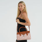 Ocean Pattern Crossbody Bag with Detachable Shoulder Strap - Brown